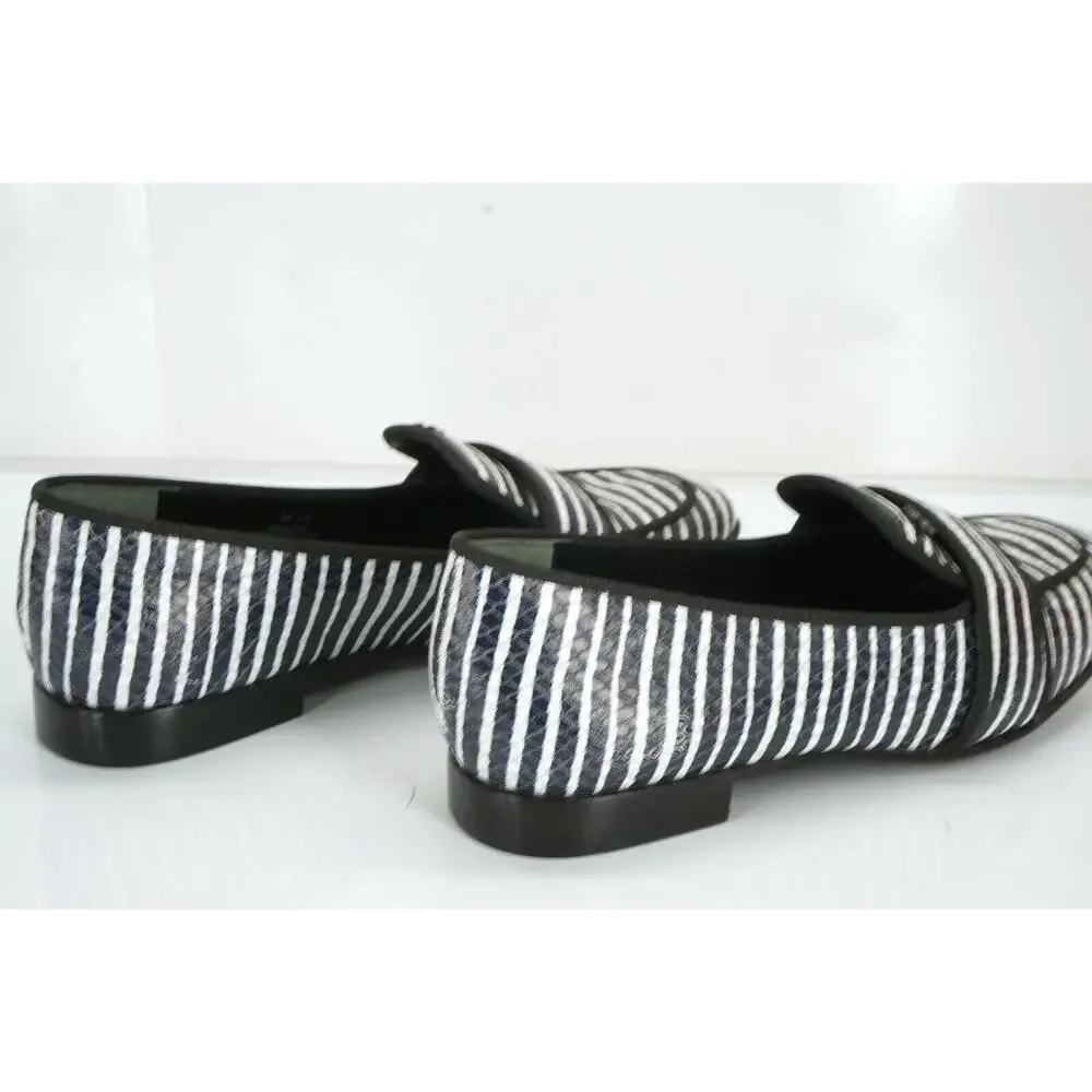 Tory Burch Evette Striped Patent Penny Loafer Flats SZ 5 $325 NIB